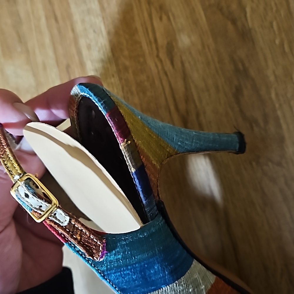 Deliso Vintage Colorful Material Heels 8.5B - Picture 16 of 16